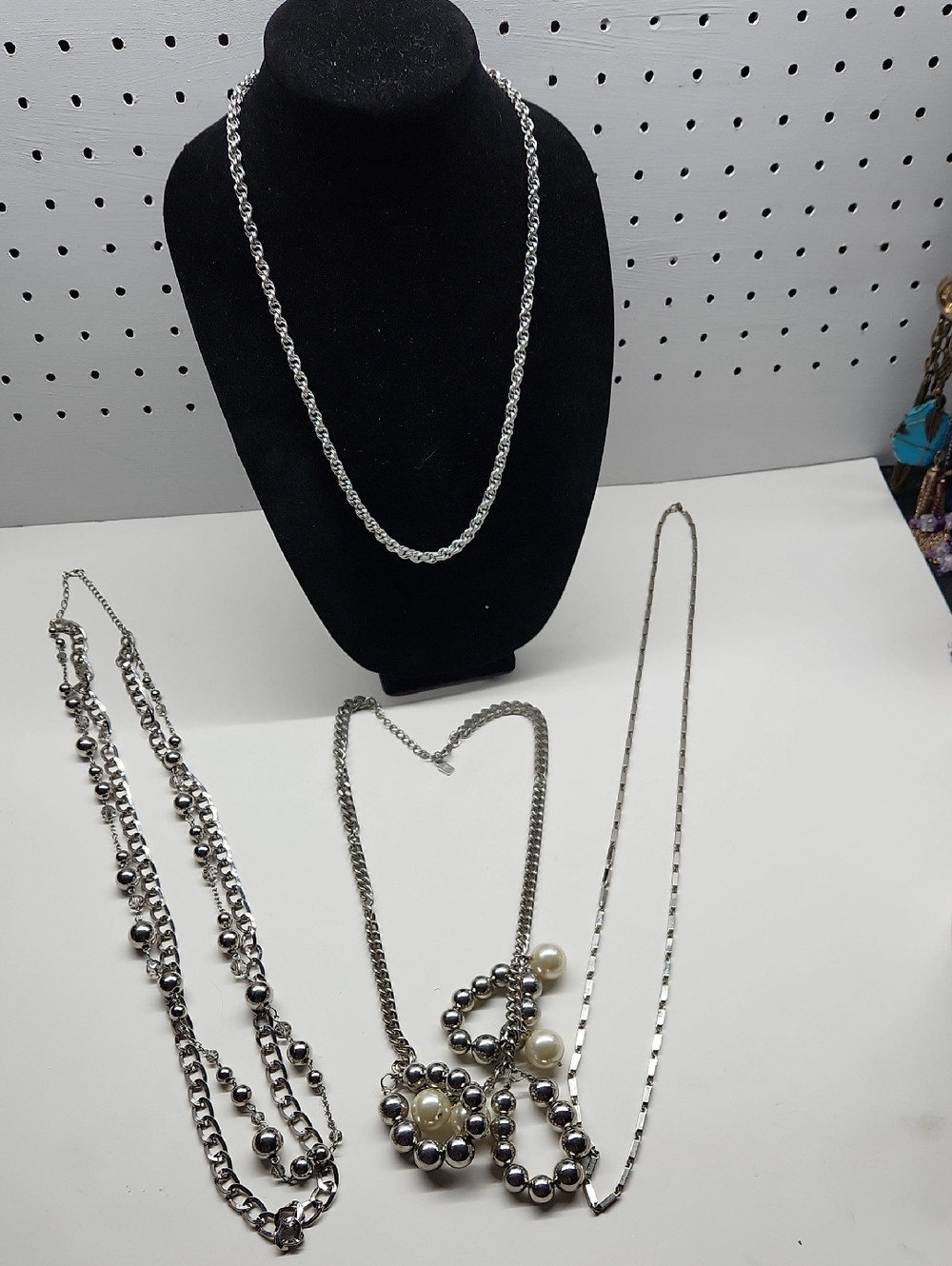 Mixed Bundle of Silver-tone Necklaces.